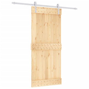 Porta Scorrevole con Set Hardware 90x210 cm Legno Massello Pino