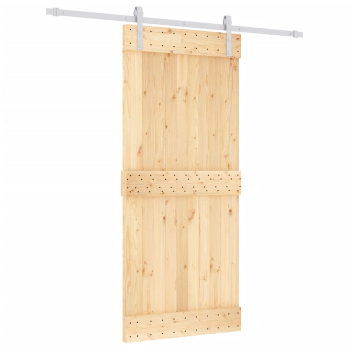 Porta Scorrevole con Set Hardware 90x210 cm Legno Massello Pino