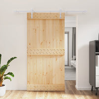 Porta Scorrevole con Set Hardware 100x210cm Legno Massello Pino 3203031