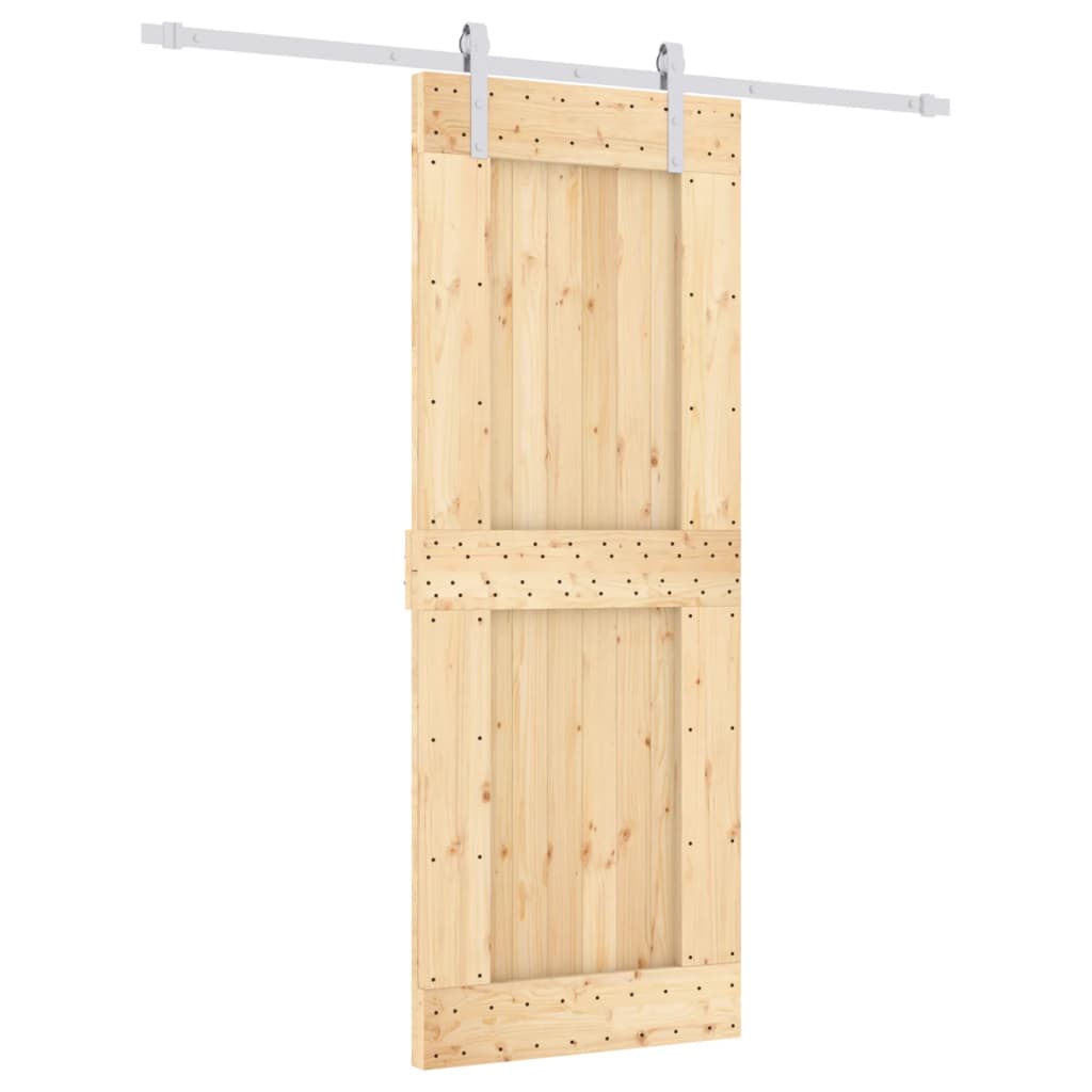 Porta Scorrevole con Set Hardware 80x210 cm Legno Massello Pino 3203033