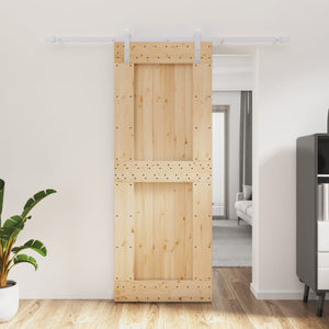 Porta Scorrevole con Set Hardware 80x210 cm Legno Massello Pinocod mxl 70157