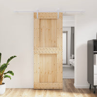 Porta Scorrevole con Set Hardware 80x210 cm Legno Massello Pino 3203033