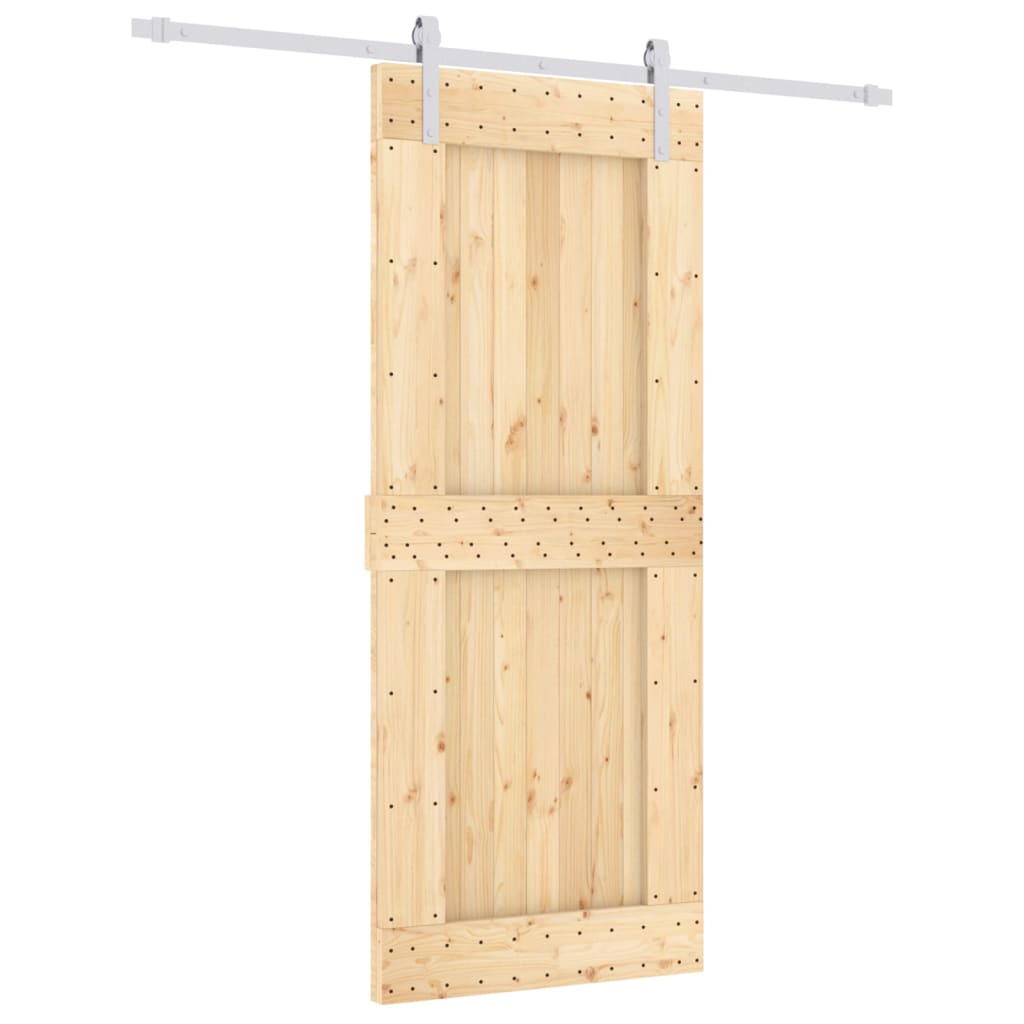 Porta Scorrevole con Set Hardware 85x210 cm Legno Massello Pino