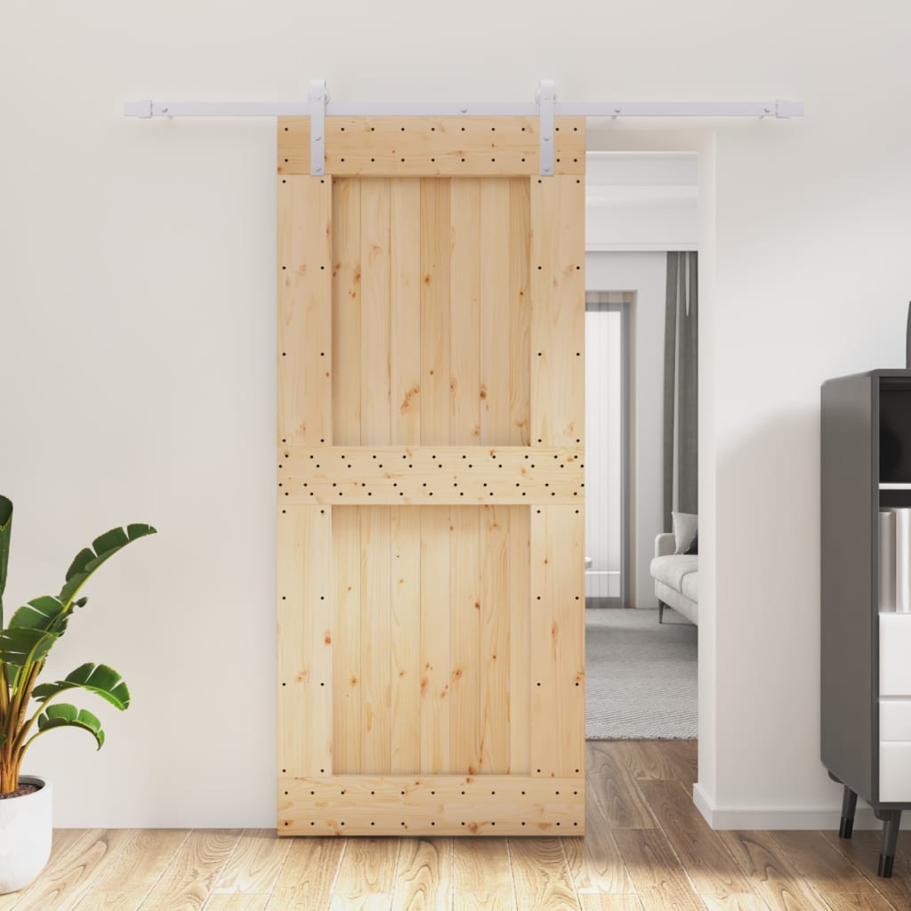 Porta Scorrevole con Set Hardware 90x210 cm Legno Massello Pinocod mxl 118107