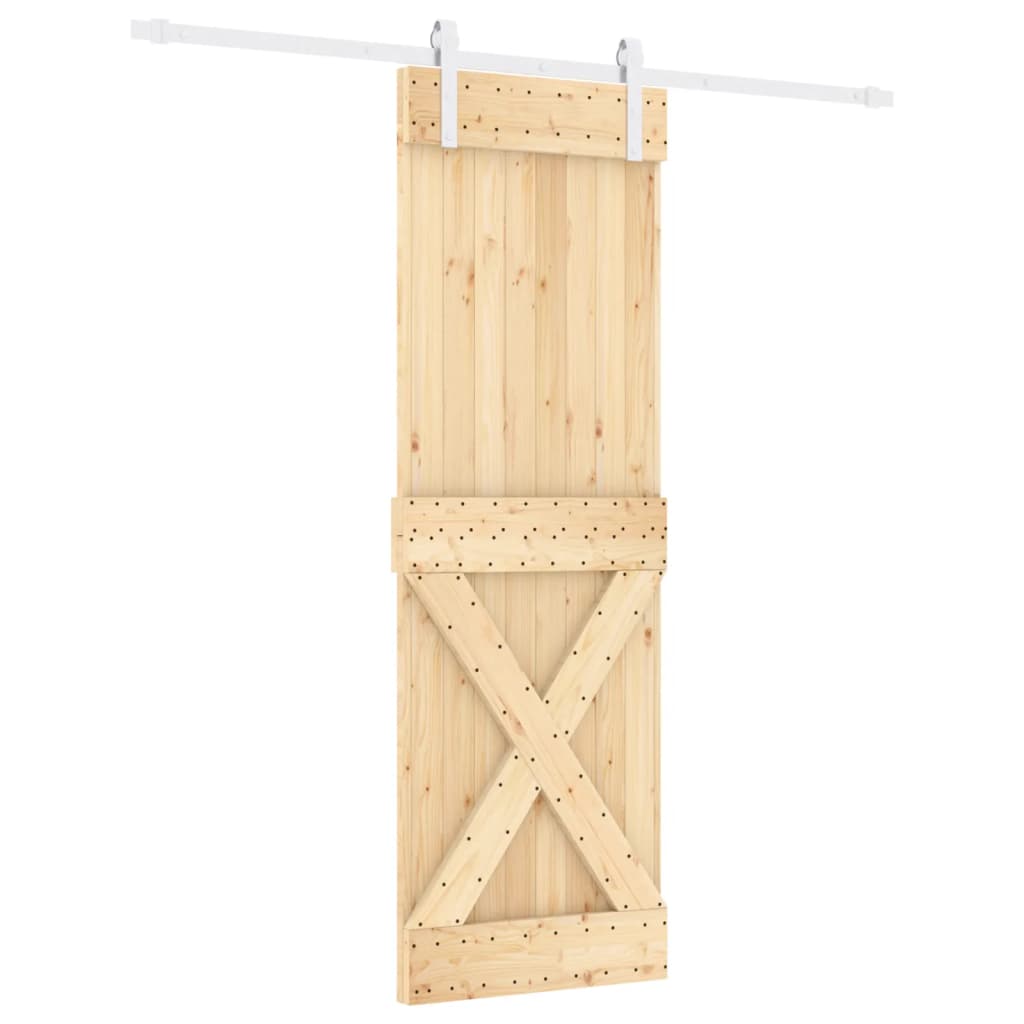 Porta Scorrevole con Set Hardware 70x210 cm Legno Massello Pino 3203038