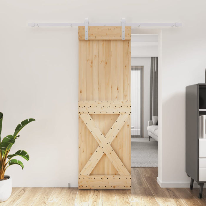 Porta Scorrevole con Set Hardware 70x210 cm Legno Massello Pino 3203038