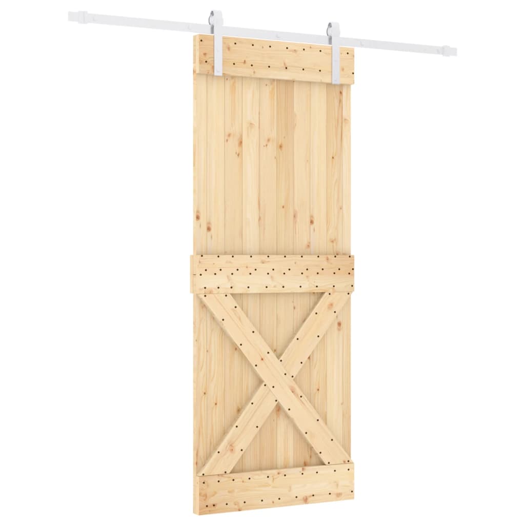 Porta Scorrevole con Set Hardware 80x210 cm Legno Massello Pino 3203039