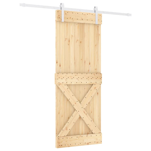 Porta Scorrevole con Set Hardware 80x210 cm Legno Massello Pinocod mxl 94175
