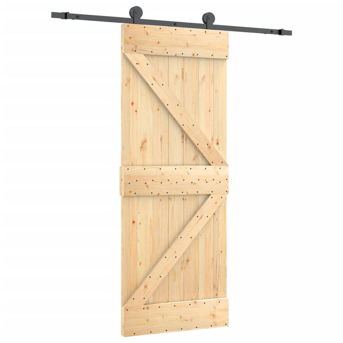 Porta Scorrevole con Set Hardware 85x210 cm Legno Massello Pino 3203045