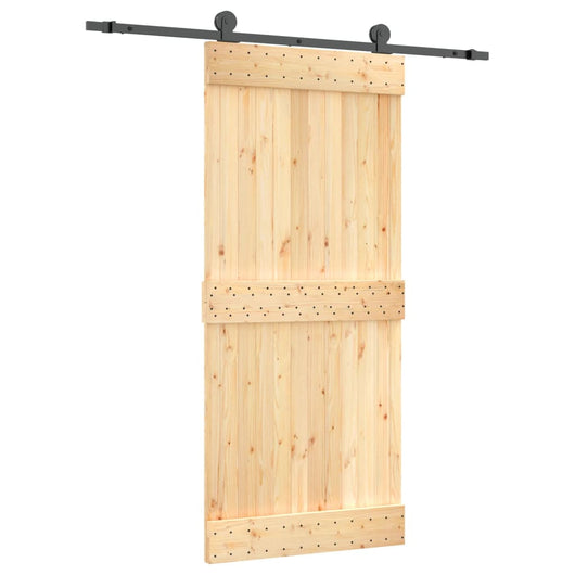 Porta Scorrevole con Set Hardware 90x210 cm Legno Massello Pinocod mxl 118111