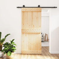 Porta Scorrevole con Set Hardware 90x210 cm Legno Massello Pinocod mxl 118111