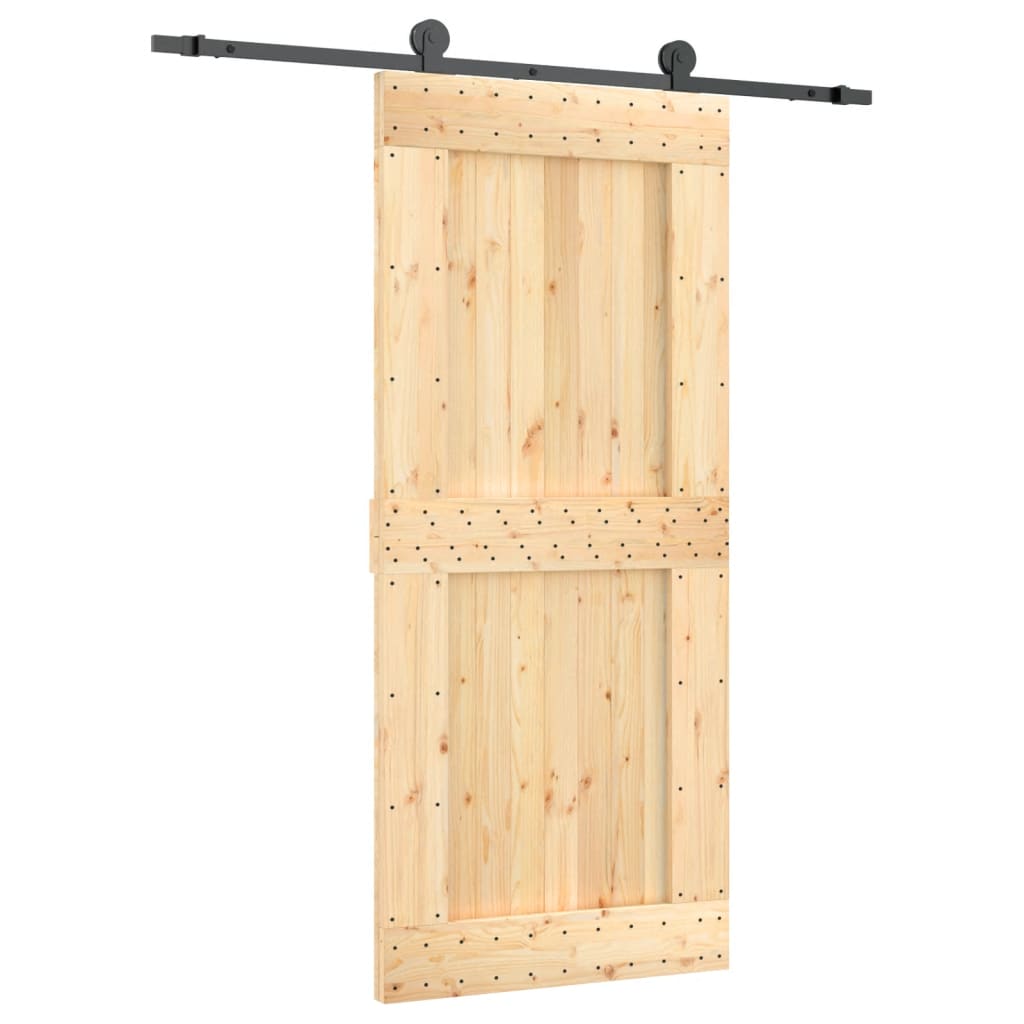 Porta Scorrevole con Set Hardware 90x210 cm Legno Massello Pinocod mxl 94179