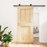 Porta Scorrevole con Set Hardware 90x210 cm Legno Massello Pinocod mxl 94179