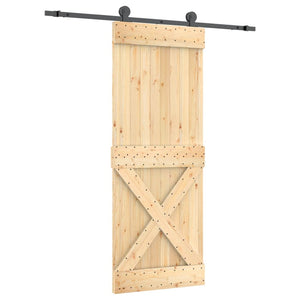 Porta Scorrevole con Set Hardware 80x210 cm Legno Massello Pino