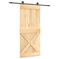 Porta Scorrevole con Set Hardware 90x210 cm Legno Massello Pino 3203057