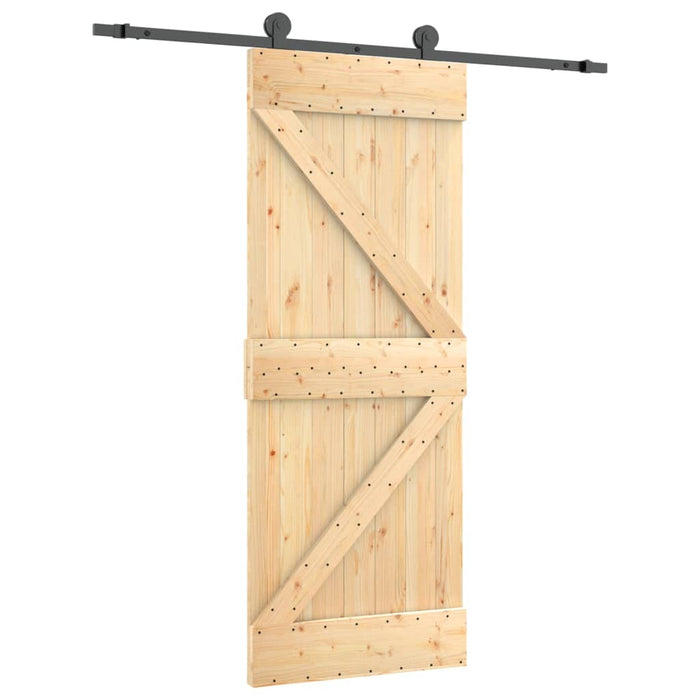 Porta Scorrevole con Set Hardware 85x210 cm Legno Massello Pinocod mxl 70162