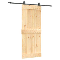 Porta Scorrevole con Set Hardware 85x210 cm Legno Massello Pino 3203066