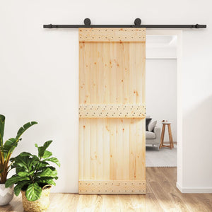 Porta Scorrevole con Set Hardware 85x210 cm Legno Massello Pino 3203066