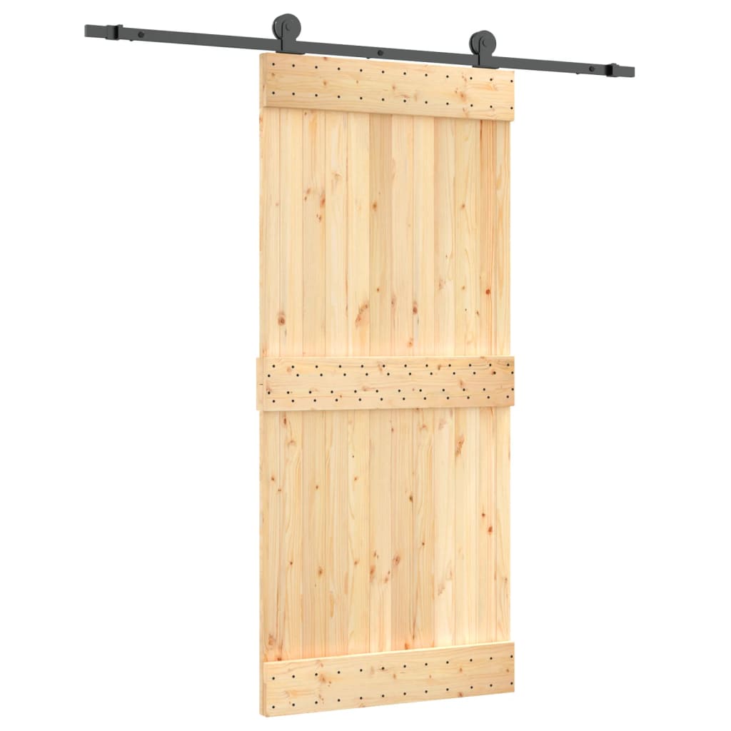 Porta Scorrevole con Set Hardware 90x210 cm Legno Massello Pino 3203067