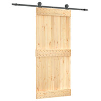 Porta Scorrevole con Set Hardware 90x210 cm Legno Massello Pino 3203067