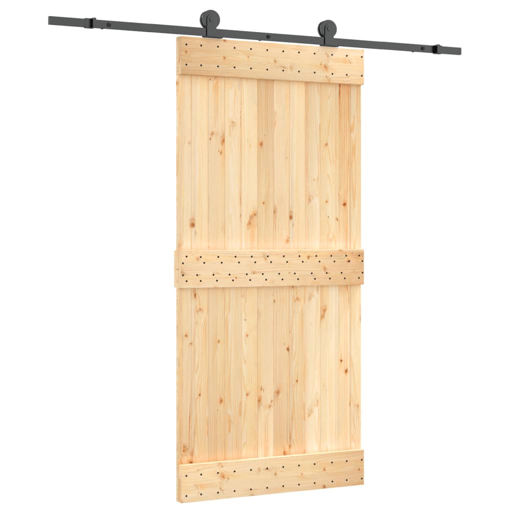 Porta Scorrevole con Set Hardware 95x210 cm Legno Massello Pino 3203068