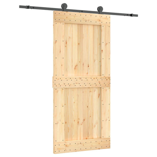 Porta Scorrevole con Set Hardware 95x210 cm Legno Massello Pino 3203074