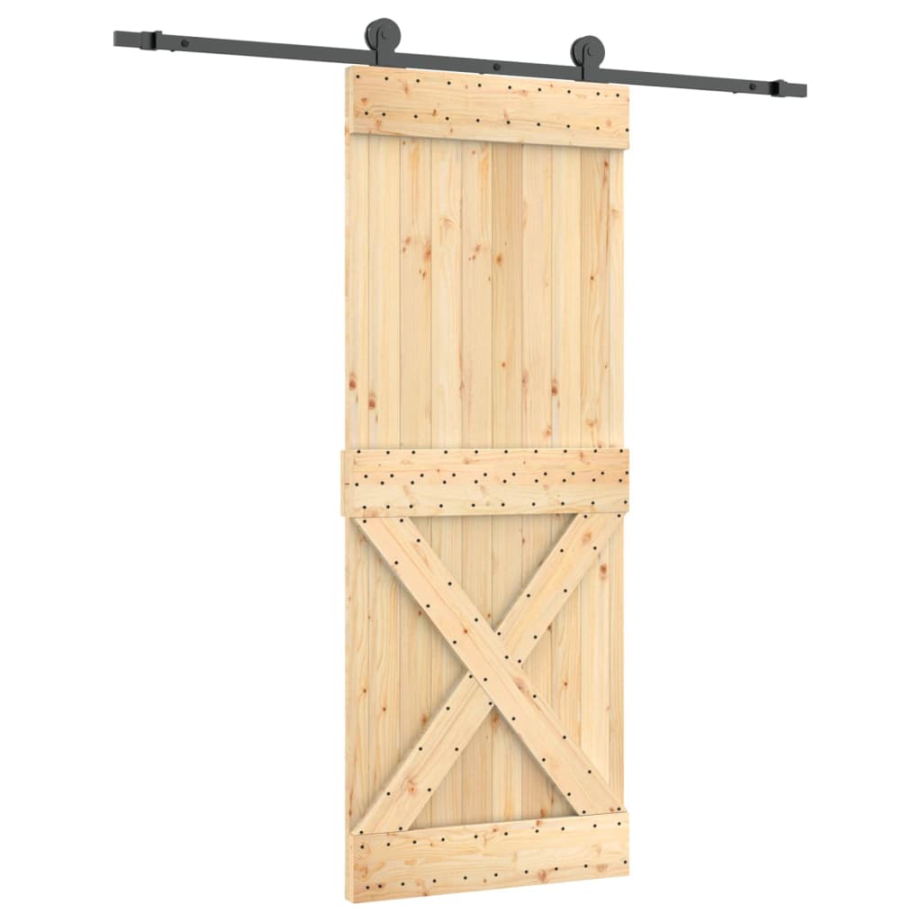 Porta Scorrevole con Set Hardware 80x210 cm Legno Massello Pinocod mxl 118116
