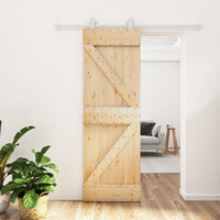Porta Scorrevole con Set Hardware 70x210 cm Legno Massello Pino 3203082