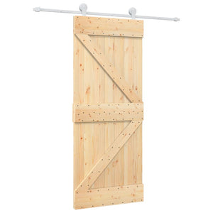 Porta Scorrevole con Set Hardware 85x210 cm Legno Massello Pino 3203083