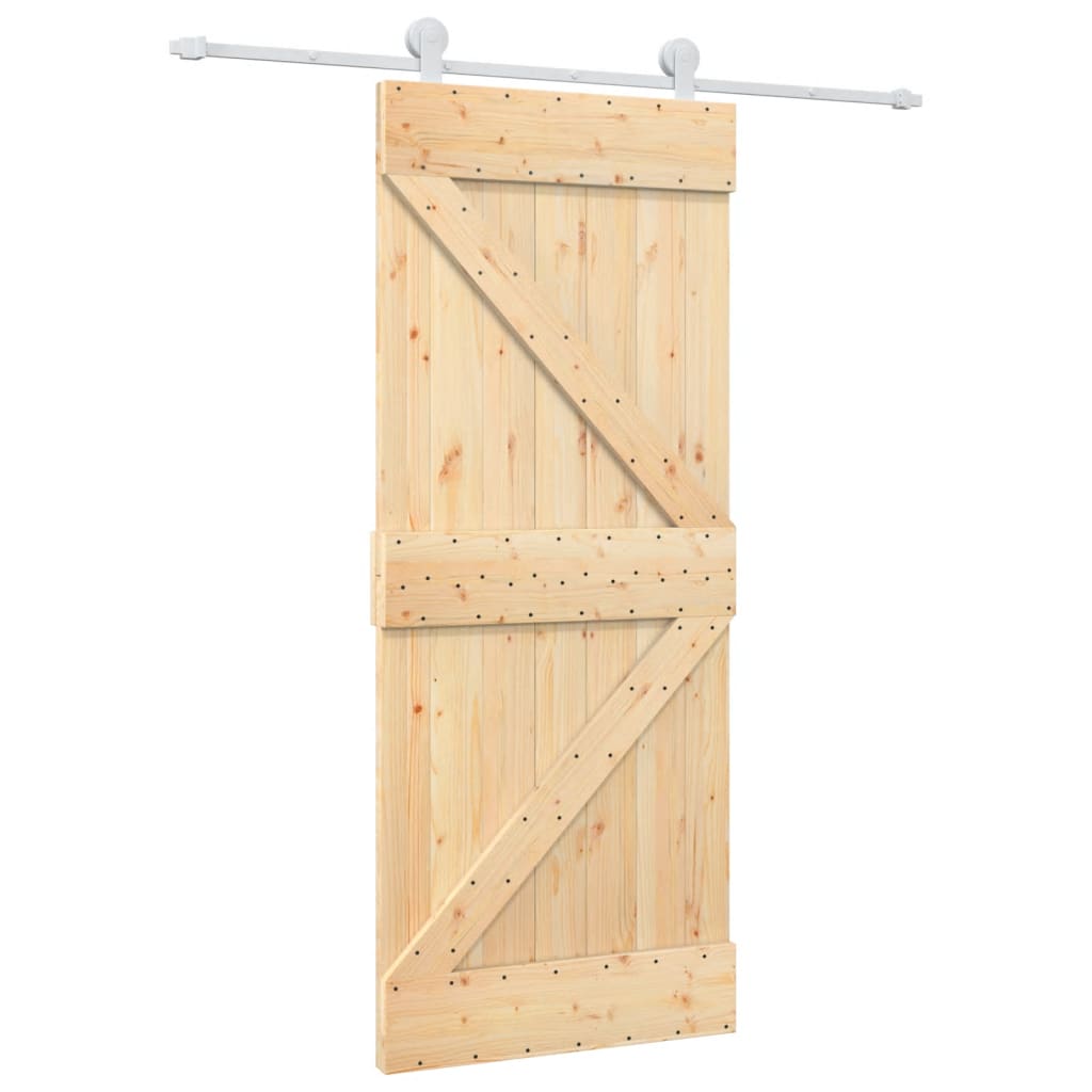 Porta Scorrevole con Set Hardware 85x210 cm Legno Massello Pino