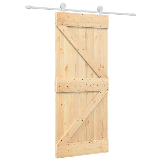 Porta Scorrevole con Set Hardware 85x210 cm Legno Massello Pino