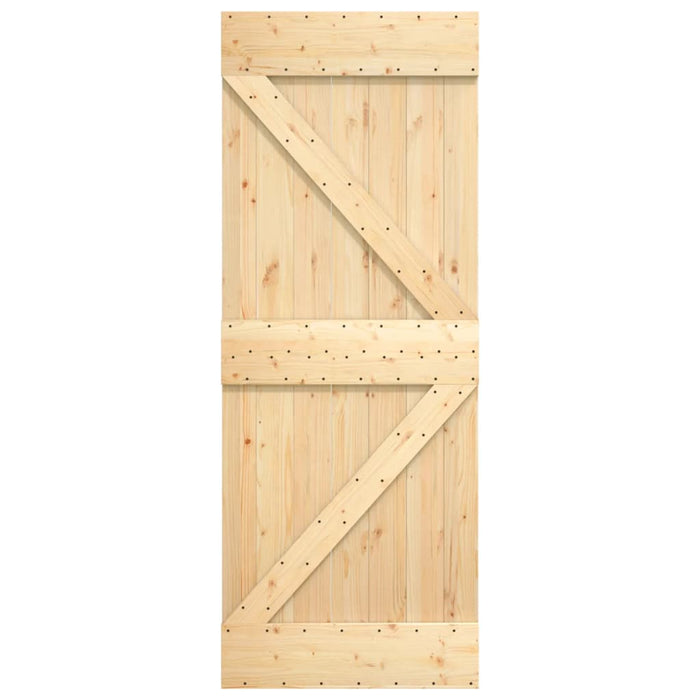 Porta Scorrevole con Set Hardware 85x210 cm Legno Massello Pino 3203083
