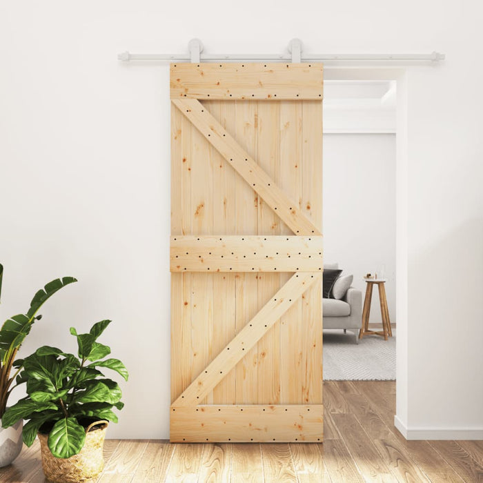 Porta Scorrevole con Set Hardware 85x210 cm Legno Massello Pino 3203083