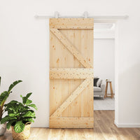 Porta Scorrevole con Set Hardware 85x210 cm Legno Massello Pino