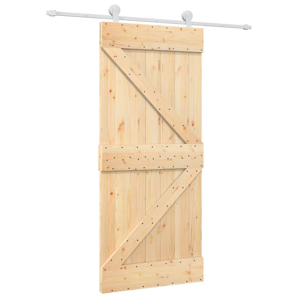 Porta Scorrevole con Set Hardware 90x210 cm Legno Massello Pinocod mxl 93656