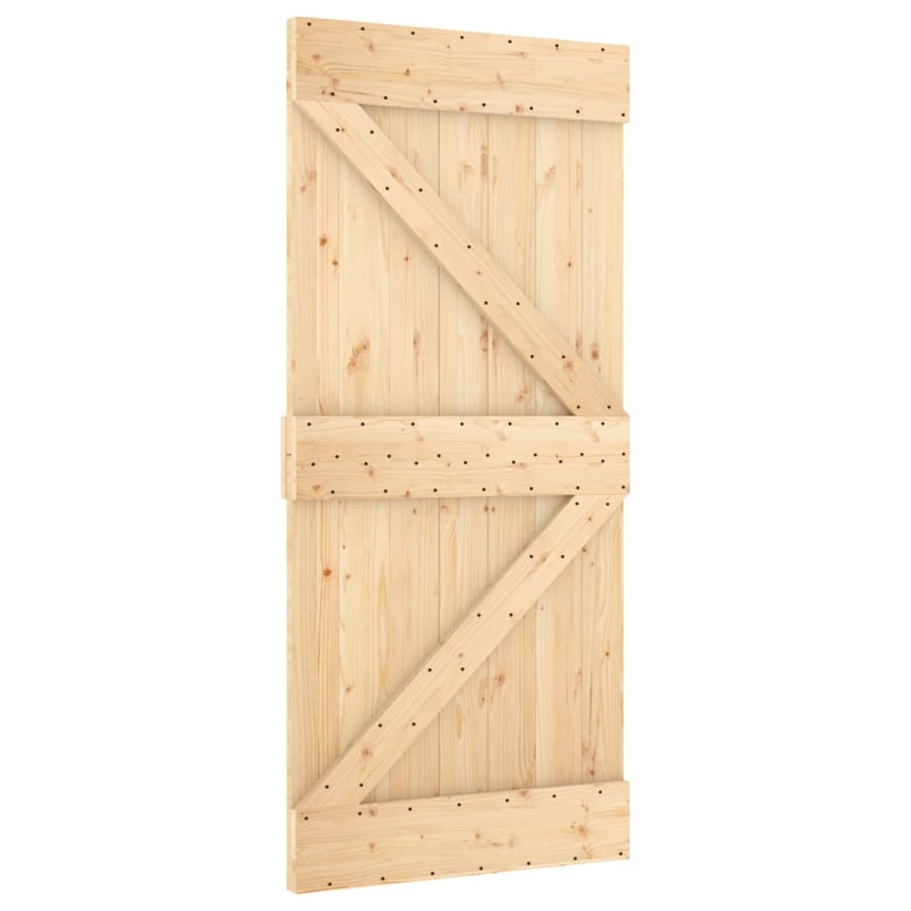 Porta Scorrevole con Set Hardware 90x210 cm Legno Massello Pinocod mxl 93656