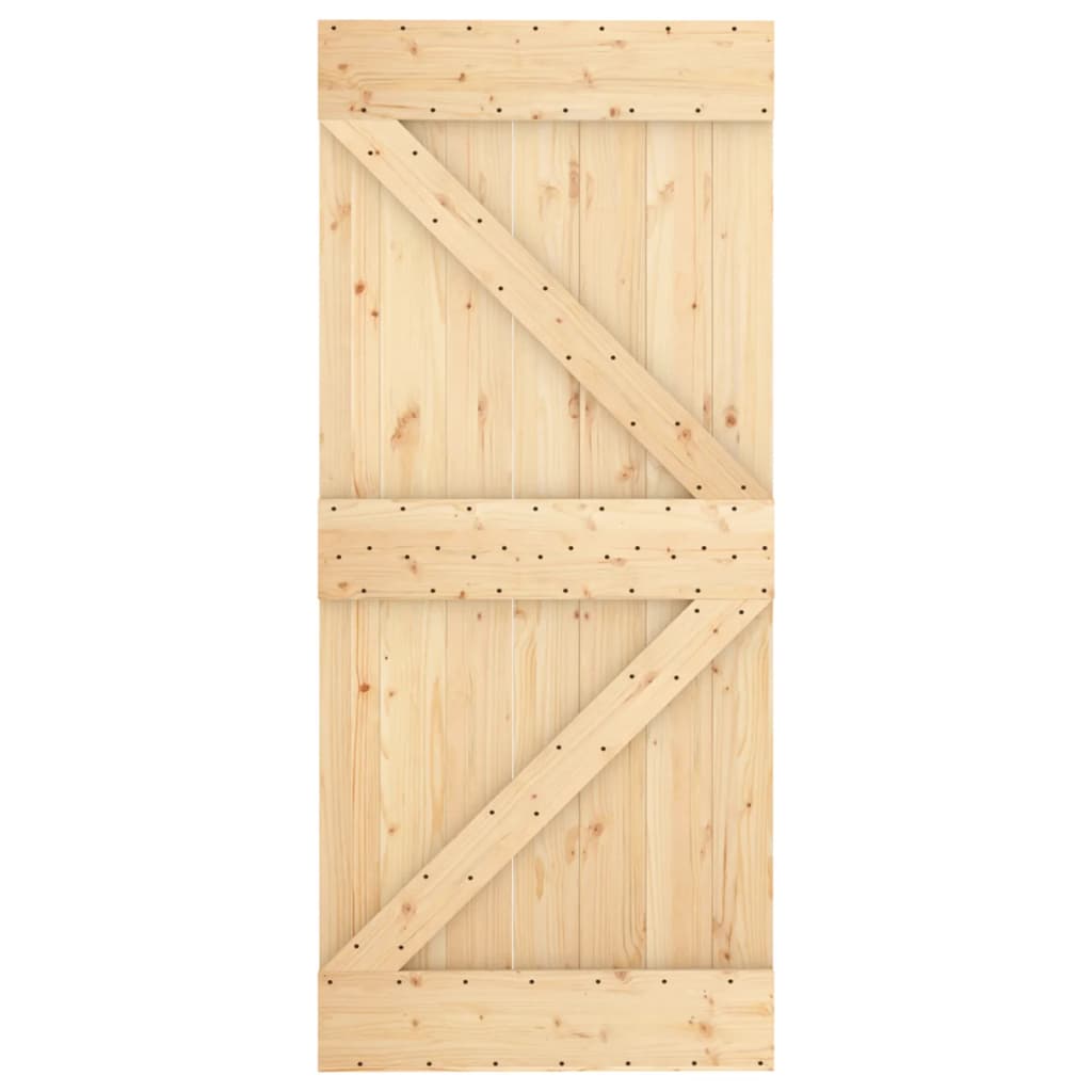 Porta Scorrevole con Set Hardware 90x210 cm Legno Massello Pino 3203085