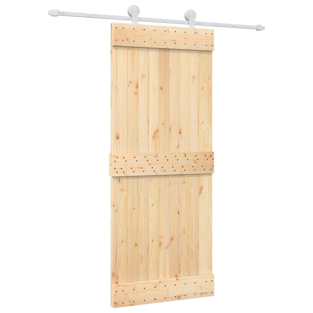 Porta Scorrevole con Set Hardware 85x210 cm Legno Massello Pino 3203088