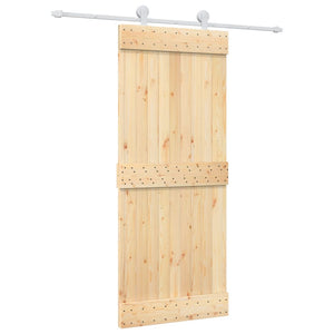 Porta Scorrevole con Set Hardware 85x210 cm Legno Massello Pino