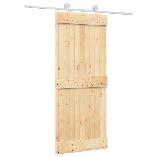 Porta Scorrevole con Set Hardware 85x210 cm Legno Massello Pino
