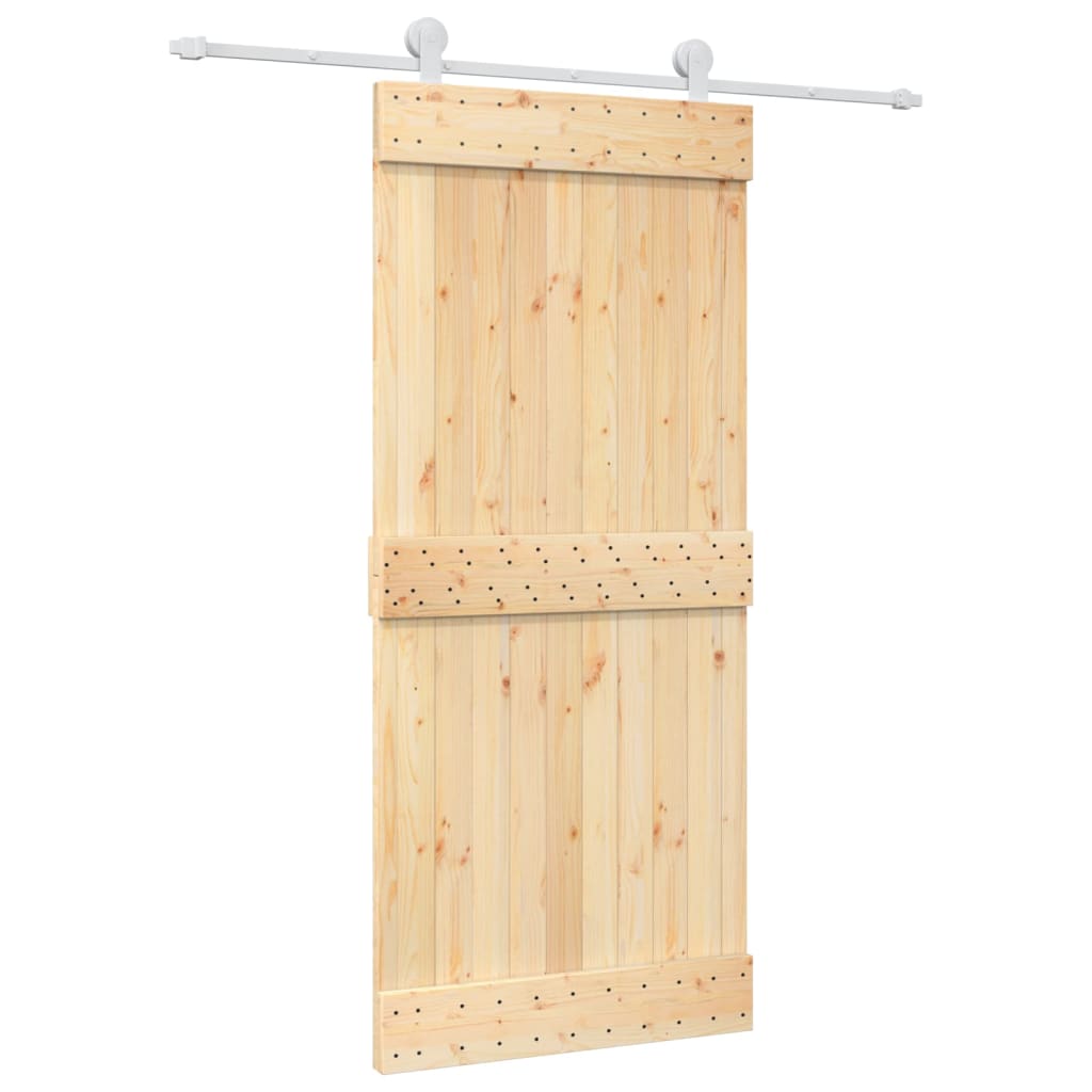 Porta Scorrevole con Set Hardware 90x210 cm Legno Massello Pinocod mxl 117587