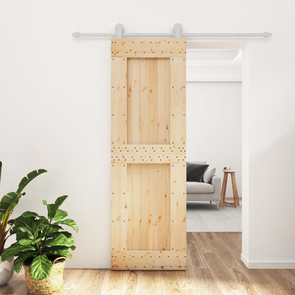 Porta Scorrevole con Set Hardware 70x210 cm Legno Massello Pinocod mxl 69653
