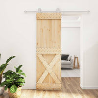 Porta Scorrevole con Set Hardware 70x210 cm Legno Massello Pinocod mxl 117601