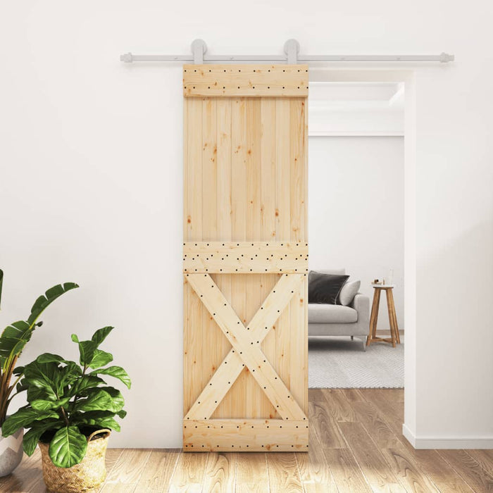 Porta Scorrevole con Set Hardware 70x210 cm Legno Massello Pinocod mxl 117601