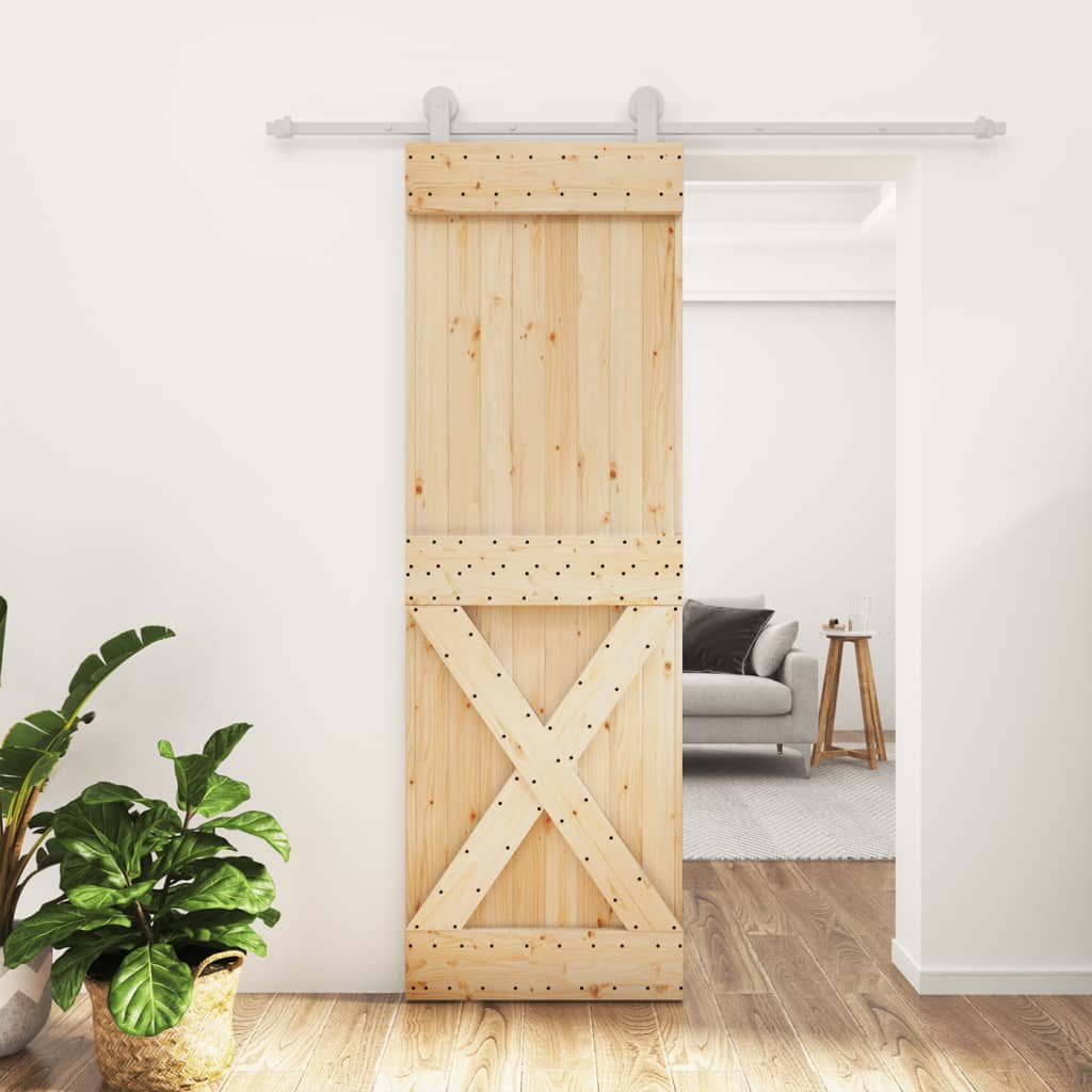 Porta Scorrevole con Set Hardware 70x210 cm Legno Massello Pino 3203094