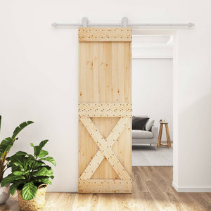 Porta Scorrevole con Set Hardware 70x210 cm Legno Massello Pino 3203094