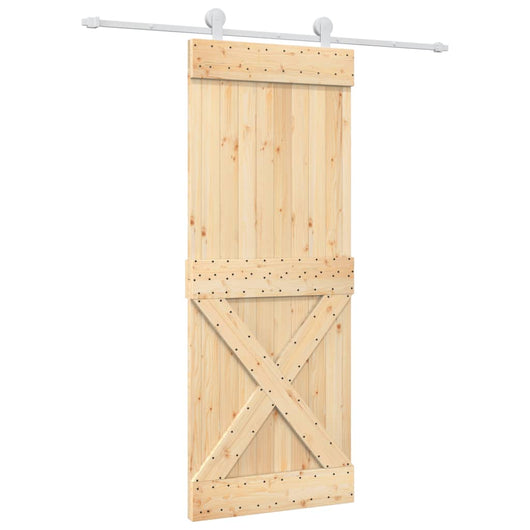Porta Scorrevole con Set Hardware 80x210 cm Legno Massello Pino 3203095