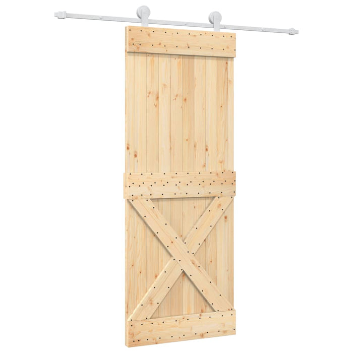 Porta Scorrevole con Set Hardware 80x210 cm Legno Massello Pino 3203095