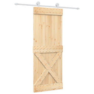 Porta Scorrevole con Set Hardware 80x210 cm Legno Massello Pino 3203095