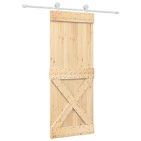 Porta Scorrevole con Set Hardware 80x210 cm Legno Massello Pino